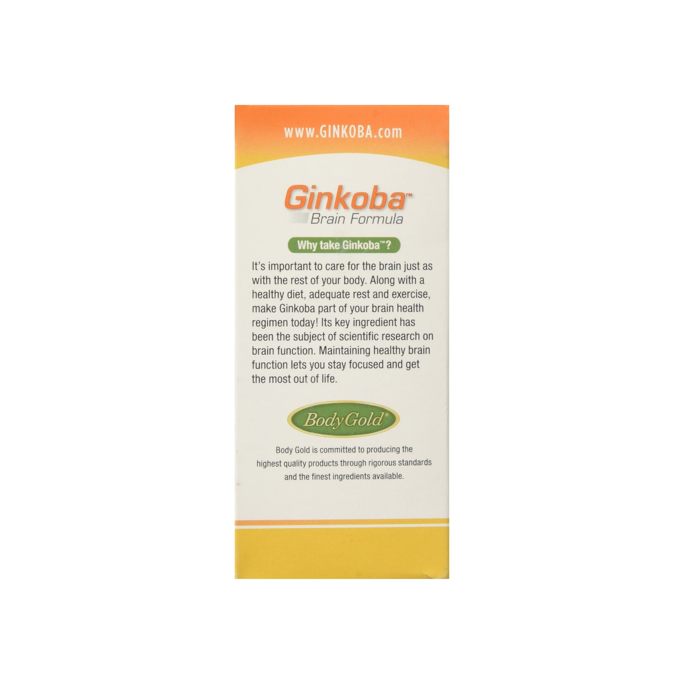 Body Gold Ginkoba Memory Brain Formula All Natural 90 Tablets