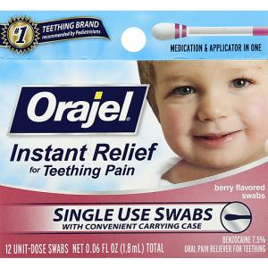 Orajel Oral Pain Reliever, For Teething, Berry Flavored, Swabs