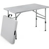 Magshion 4ft Plastic Folding Table Indoor Outdoor Collapsible Portable Dining Table w/Handle Ideal For Picnic Party Camping Gray