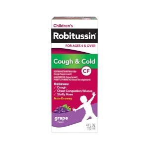 Robitussin Children's CF Grape Flavor Cough & Cold Non-Drowsy Liquid 4 Fl. Oz. Box