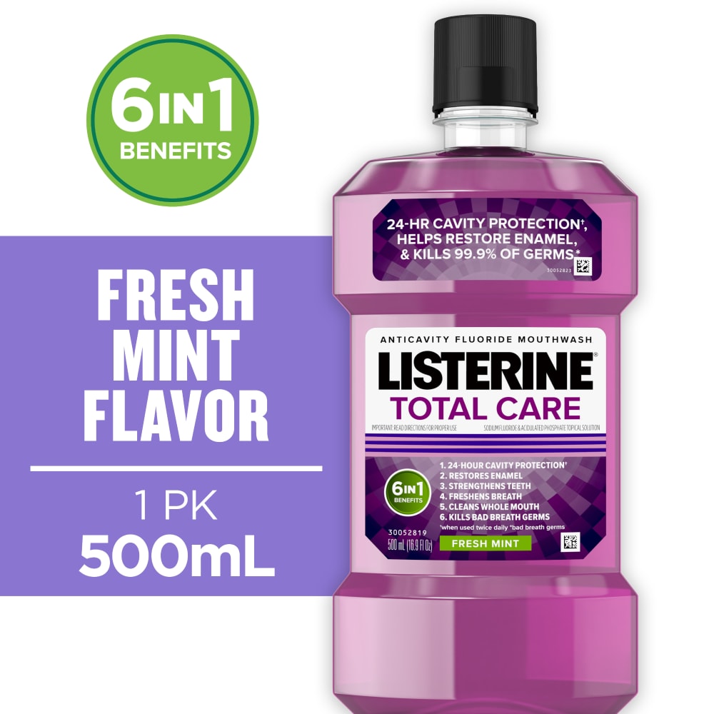 Listerine Total Care Fresh Mint Anticavity Fluoride Mouthwash, 16.9 Fl Oz