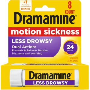 Dramamine All Day Less Drowsy Motion Sickness Relief Tablets, 25 Mg, 8 Count