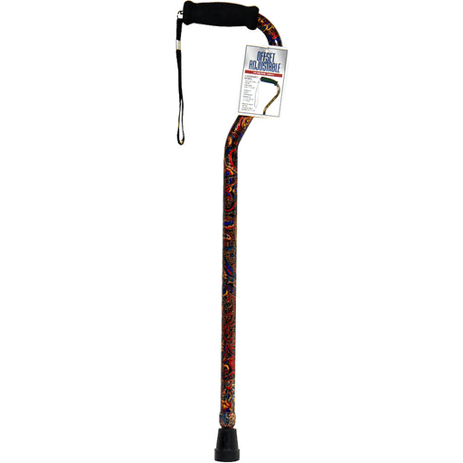Sunmark Aluminum Cane Offset Adjustable Paisley
