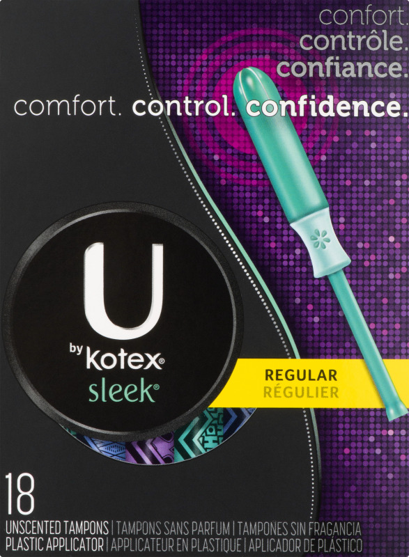 U by Kotex Sleek Tampons, Plastic, Regular, Unscented
