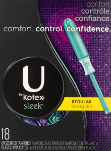 U by Kotex Sleek Tampons, Plastic, Regular, Unscented