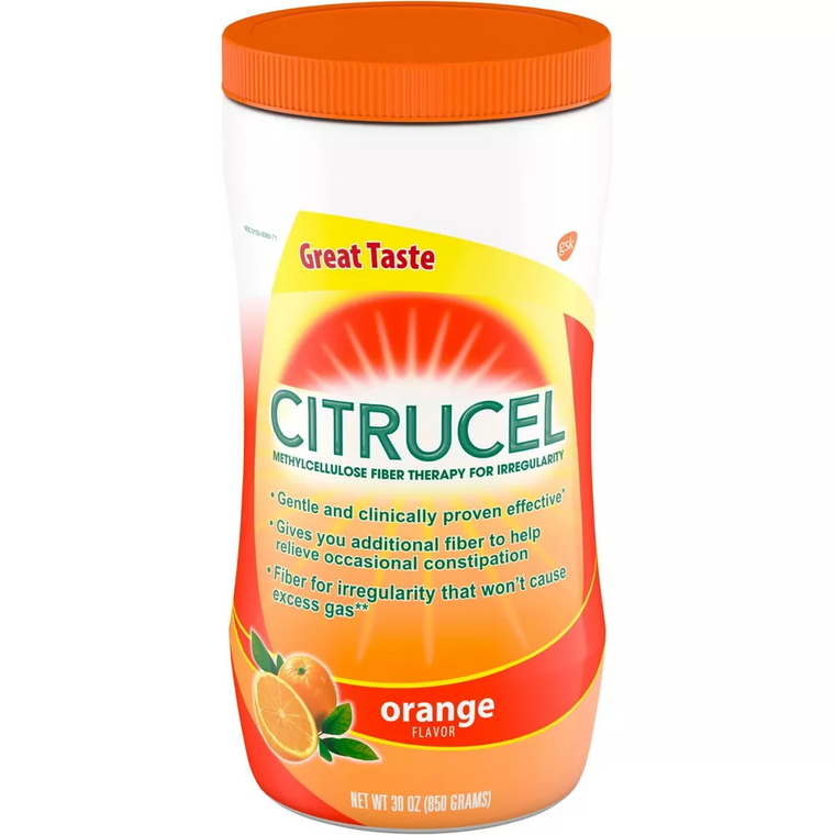 Citrucel Fiber Powder For Occasional Constipation Relief, Orange Flavor - 30 Ounces