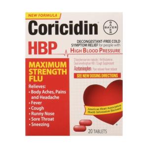 Coricidin HBP Maximum Strength Flu Tablets 20 Ct Box