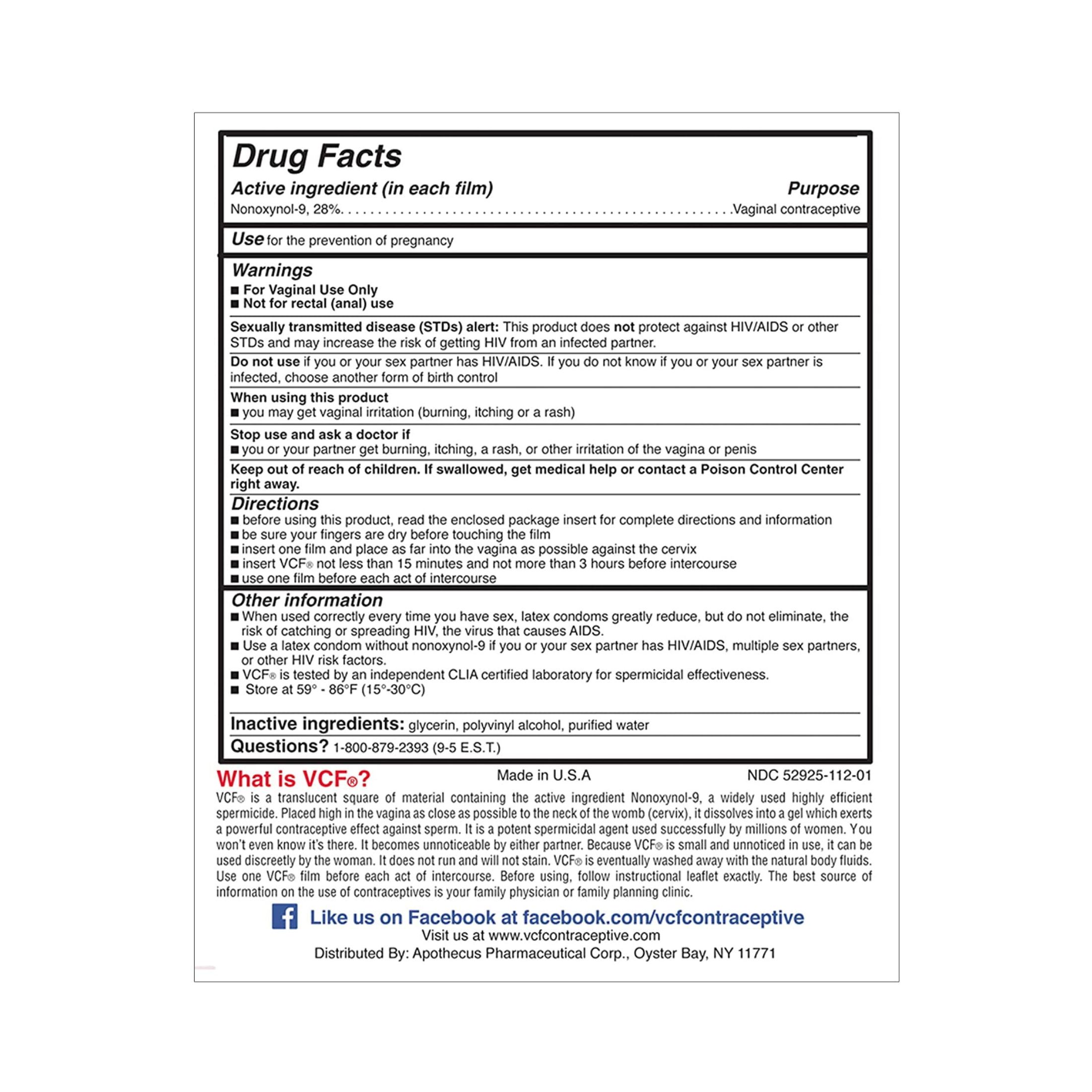 VCF Dissolving Vaginal Contraceptive Films