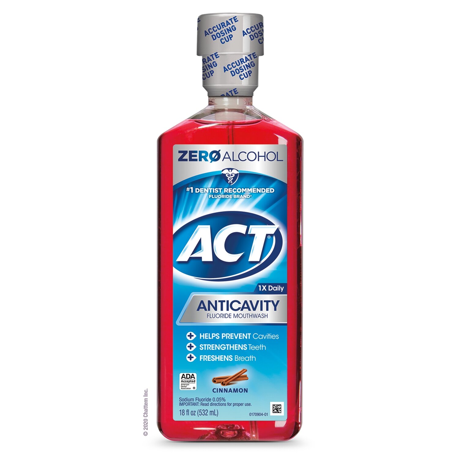 Act Fluoride Mouthwash, Anticavity, Cinnamon, Zero Alcohol 18 Fl Oz