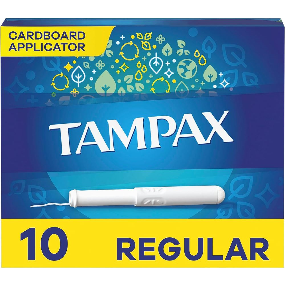 Tampax Cardboard Tampons Regular Absorbency, Anti-Slip Grip, LeakGuard Skirt, Unscented