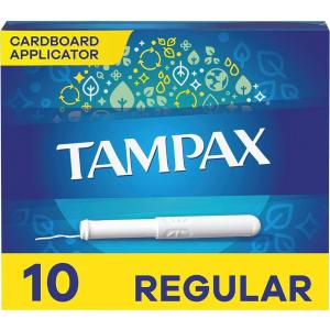 Tampax Cardboard Tampons Regular Absorbency, Anti-Slip Grip, LeakGuard Skirt, Unscented