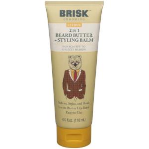 Brisk Grooming Citrus Beard Butter Styling Balm, 4 Oz