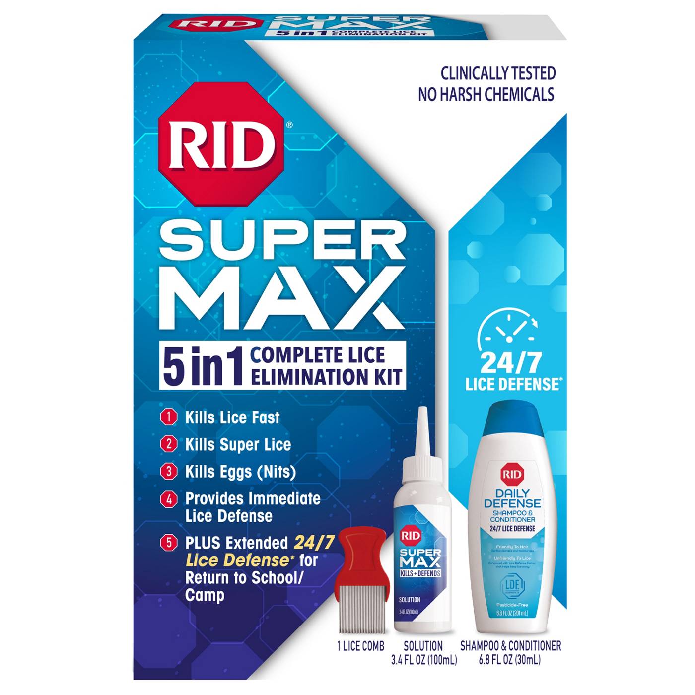 Rid Super Max, Lice Elimination Kit, Complete, 5 In 1