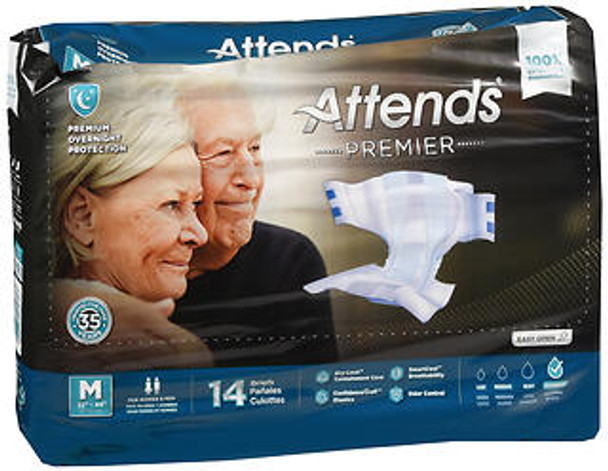 Attends Premier Briefs For Women & Men Medium Overnight - 4 Pks Of 14