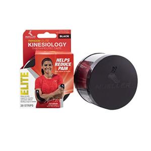 Mueller Typhoon Elite Kinesiology Therapeutic Tape, 20 Pre-Cut I-Strips, Black