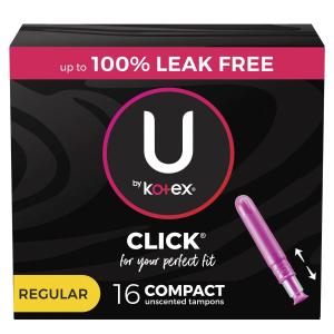 U By Kotex Click Compact Tampons, Regular, Unscented