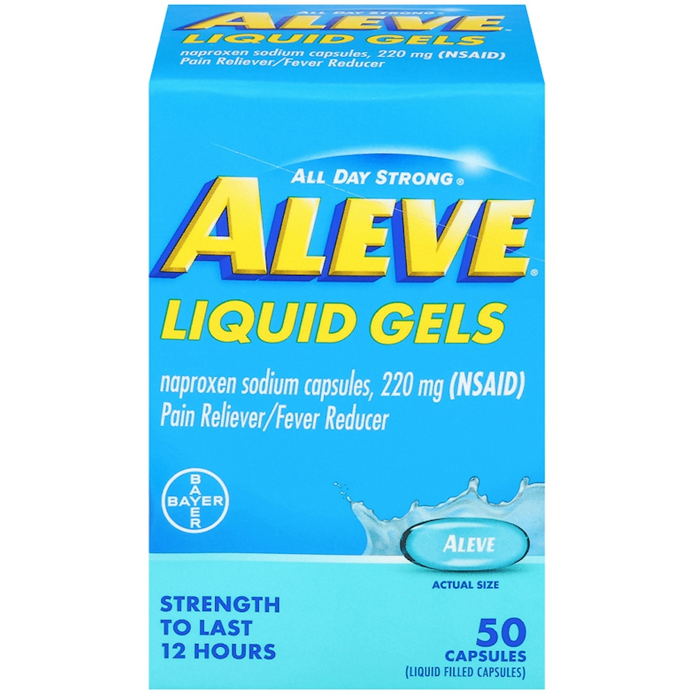 Aleve All Day Strong Liquid Gels 220 Mg Pain Reliever/Fever Reducer Capsules 50 Ea Box
