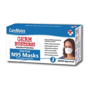 CareMates N95 Flat Fold Niosh Mask Adult Size Germbusters