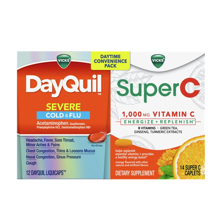 Vicks Cold & Flu/Vitamin C, Daytime Convenience Pack
