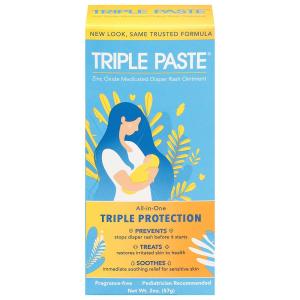 Triple Paste Diaper Rash Cream, Hypoallergenic Medicated Ointment For Babies - 2 Oz