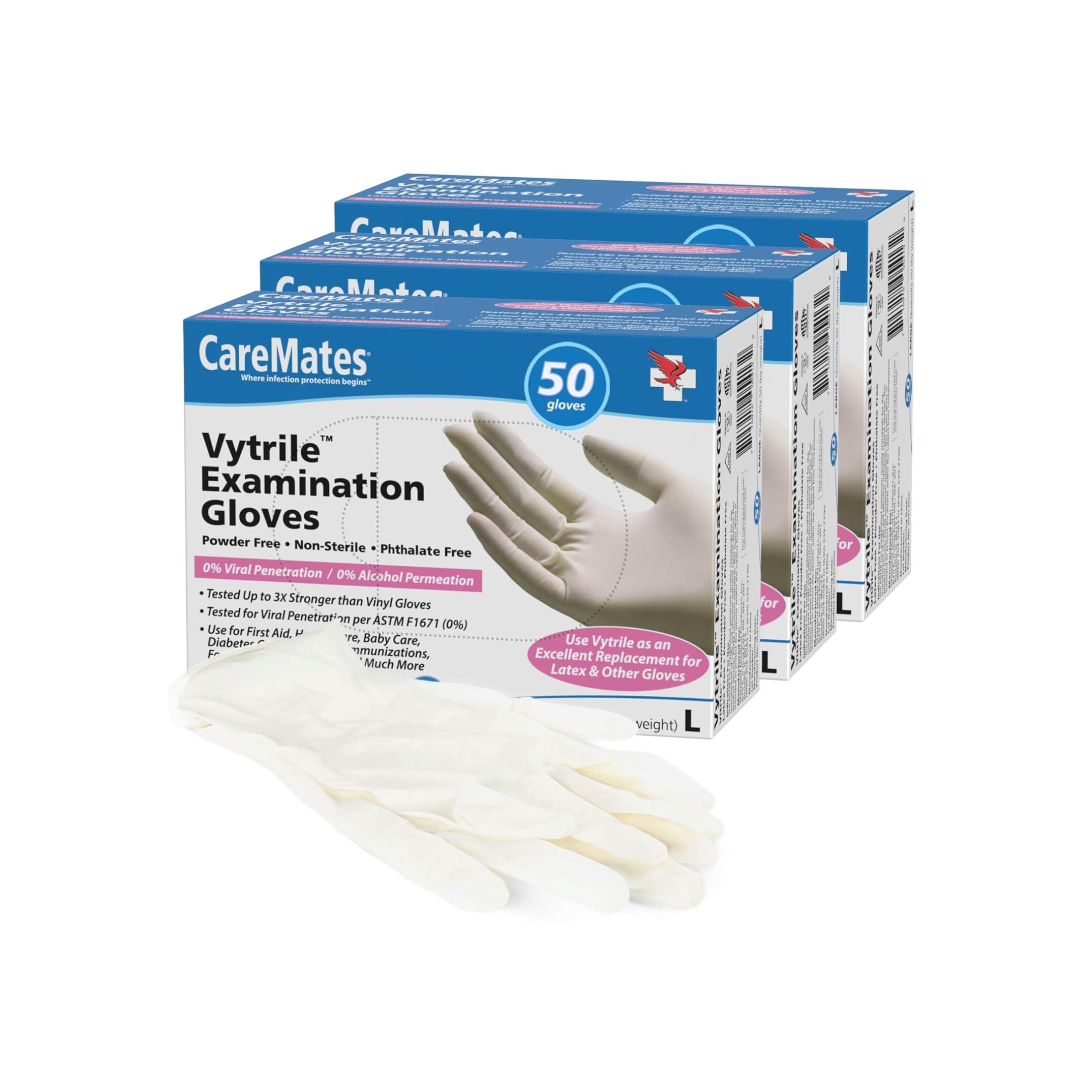 Caremates Vinyl Exam Gloves