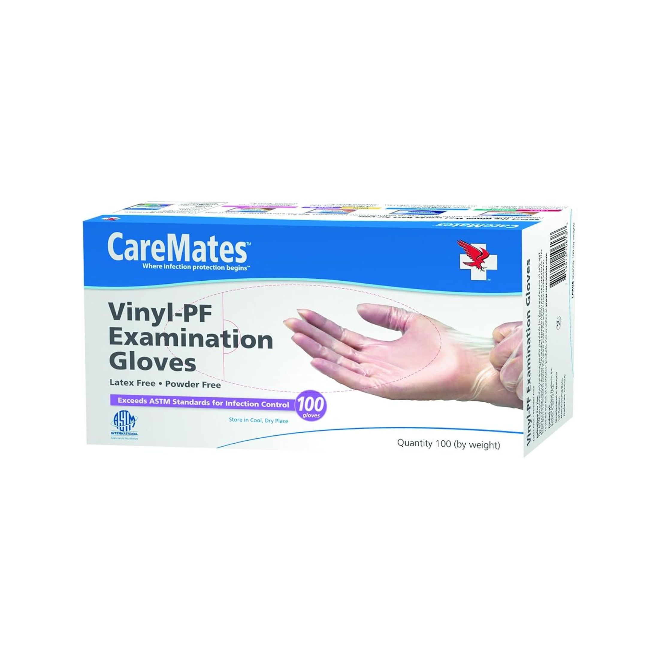 CareMates Vinyl-PF Examination Gloves Medium