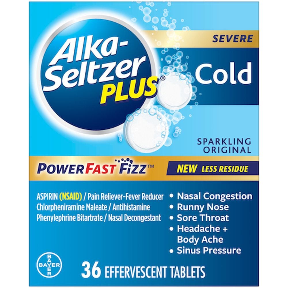 Alka-Seltzer Plus Severe Cold Sparkling Original Powerfast Fizz Effervescent Tablets