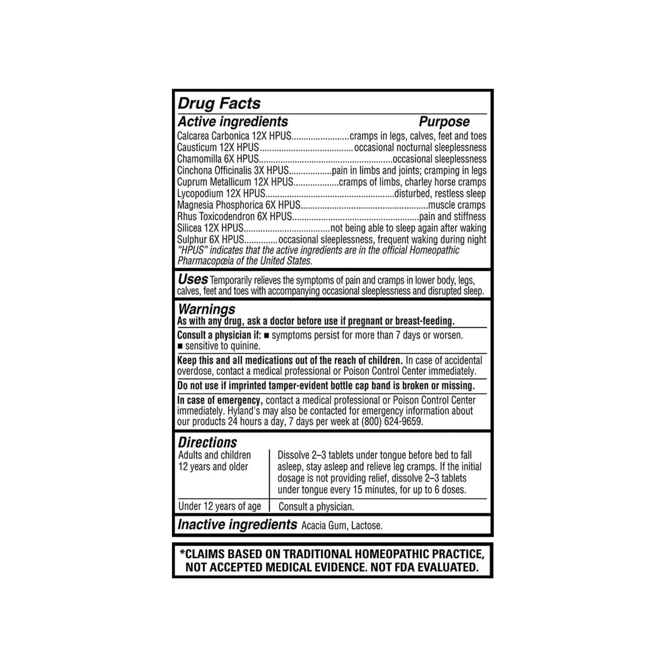 Hyland's Homeopathic Leg Cramps Quick Dissolving Tablets