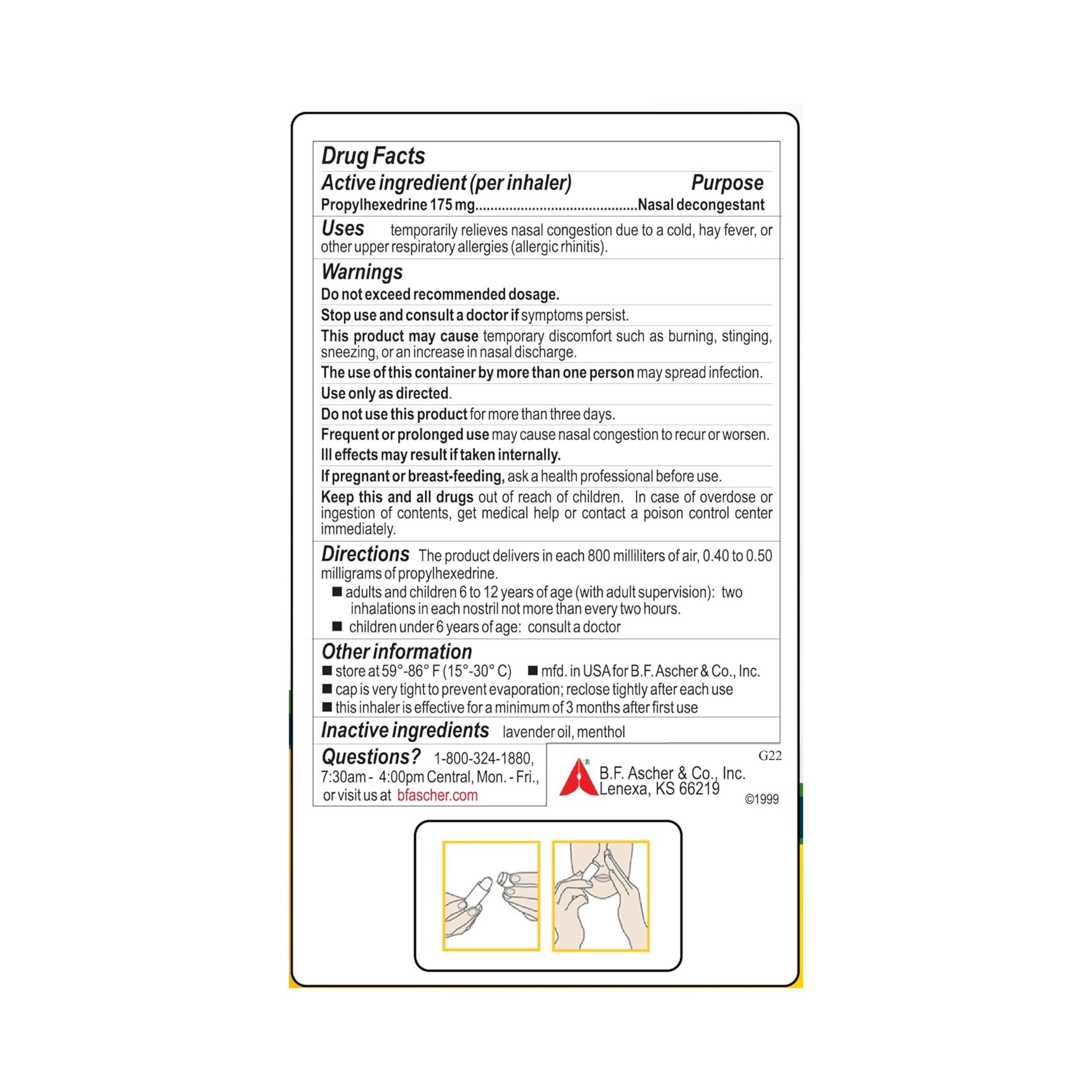 Benzedrex Nasal Decongestant Inhaler With Medicated Vapors