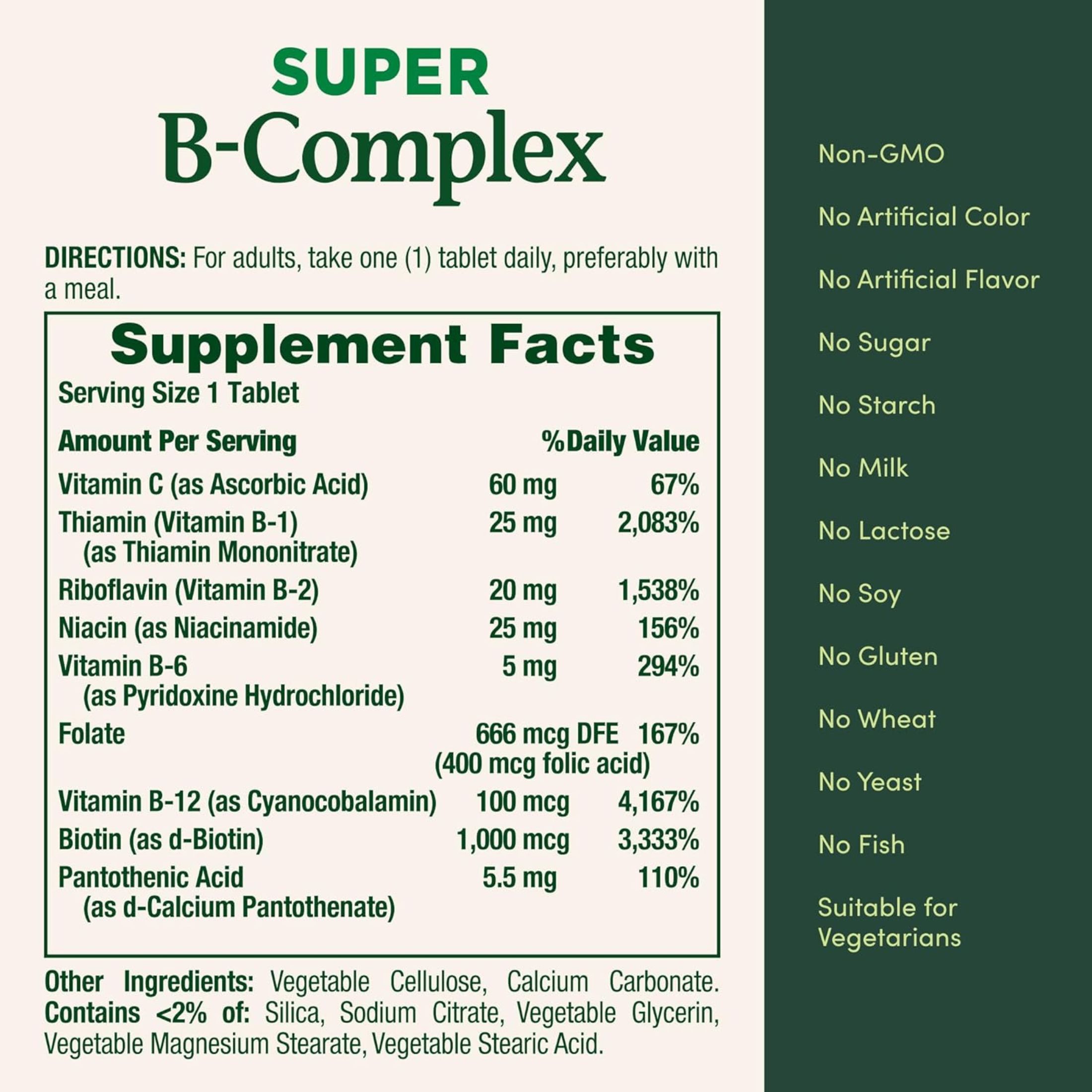 Nature's Bounty Super B Complex With Folic Acid Plus Vitamin C Tablets