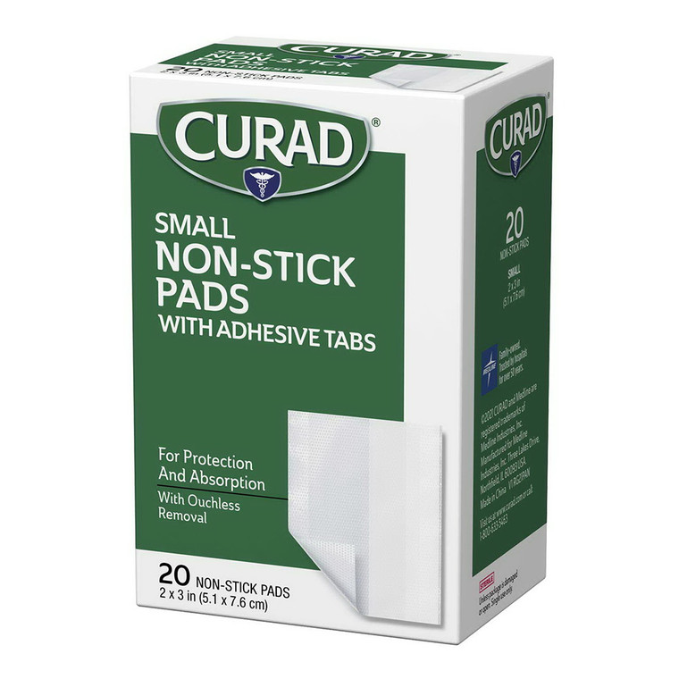 Curad Small Non-Stick Pads With Adhesive Tabs, 2 X 3 Inches