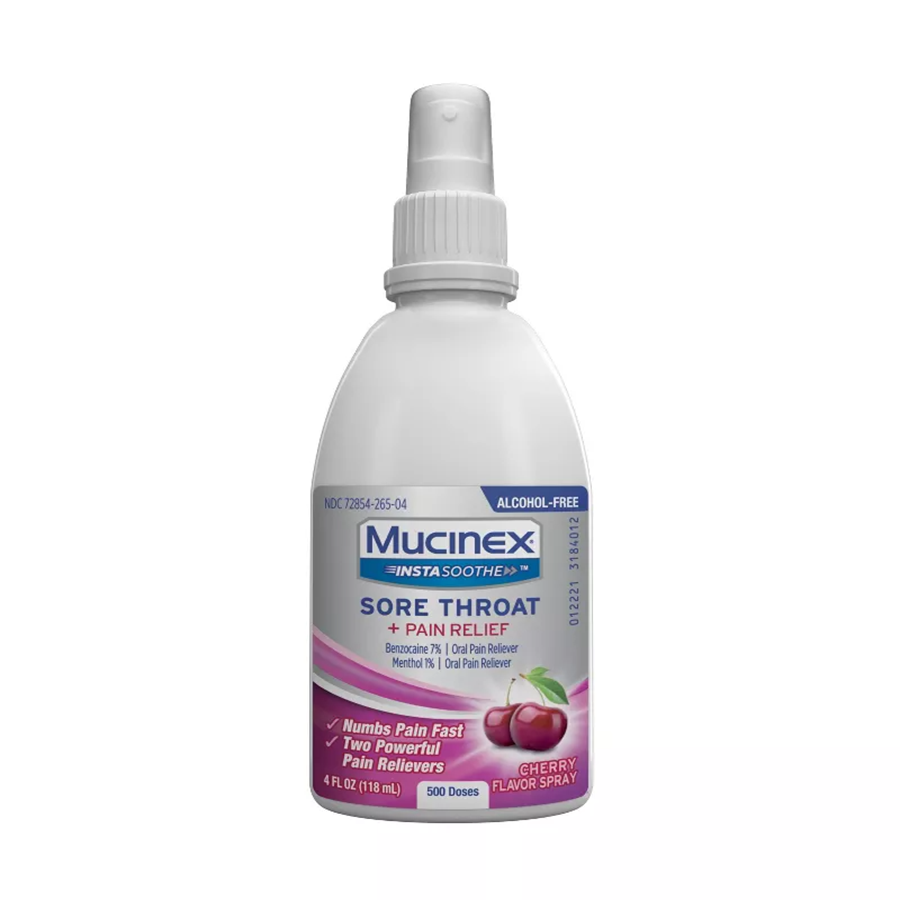 Mucinex Sore Throat + Pain Relief, Cherry Flavor, Spray 3.8 Fl Oz