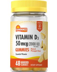 Sundance Vitamins Vitamin D3 Vegetarian Gummies, Natural Pineapple Flavor