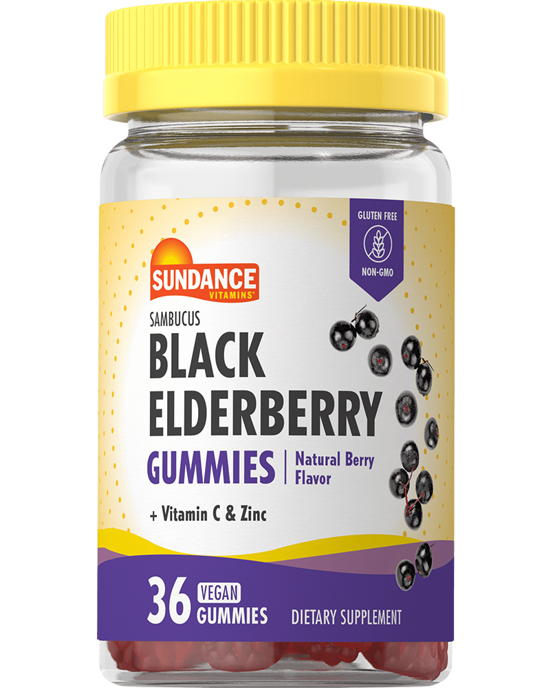Nature's Truth Sundance Vitamins Black Elderberry Vegan Gummies Natural Berry Flavor