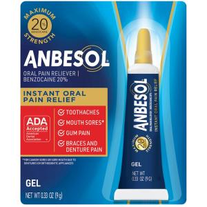 Anbesol Maximum Strength Gel, Instant Oral Pain Relief 0.33 Oz