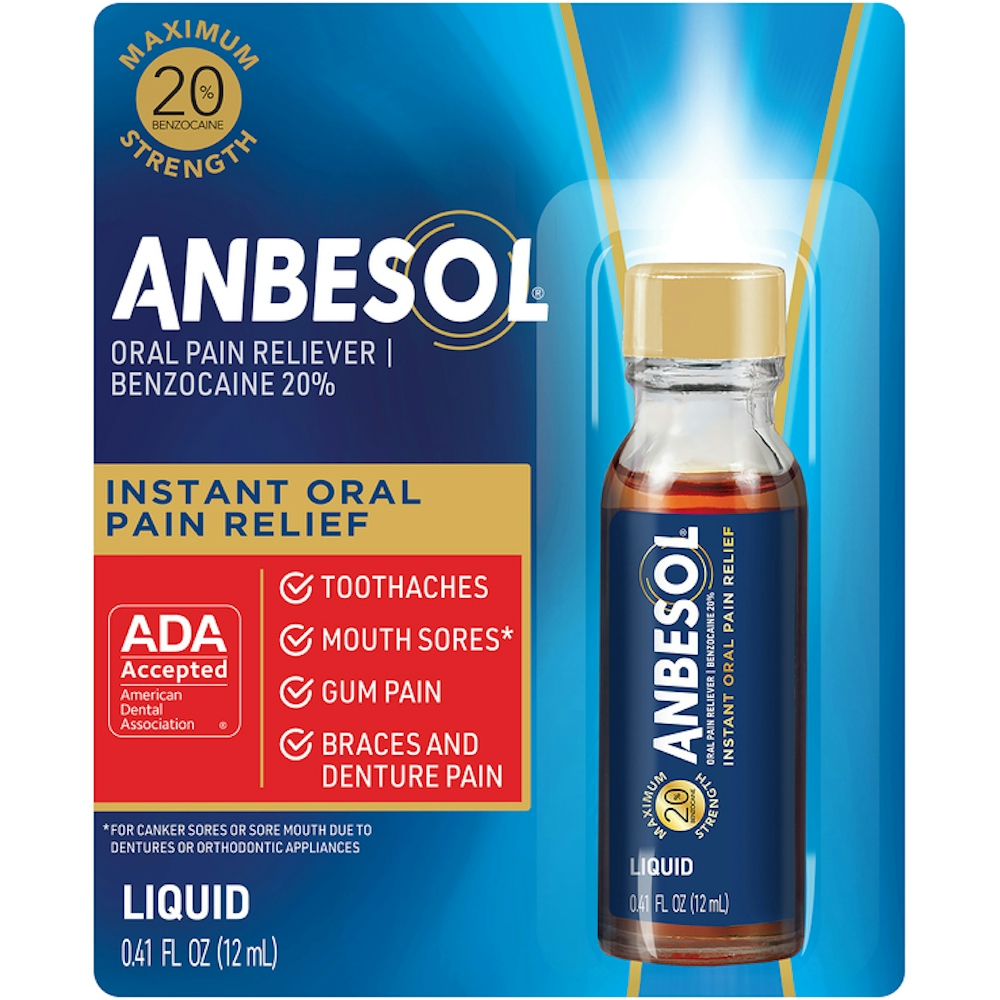 Anbesol Maximum Strength Liquid, Instant Oral Pain Relief 0.41 Fl Oz