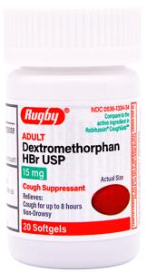Rugby Robafen Cough Suppressant - 15 Mg - 60 Softgels (3 Pack) - Exp Date 09/2024