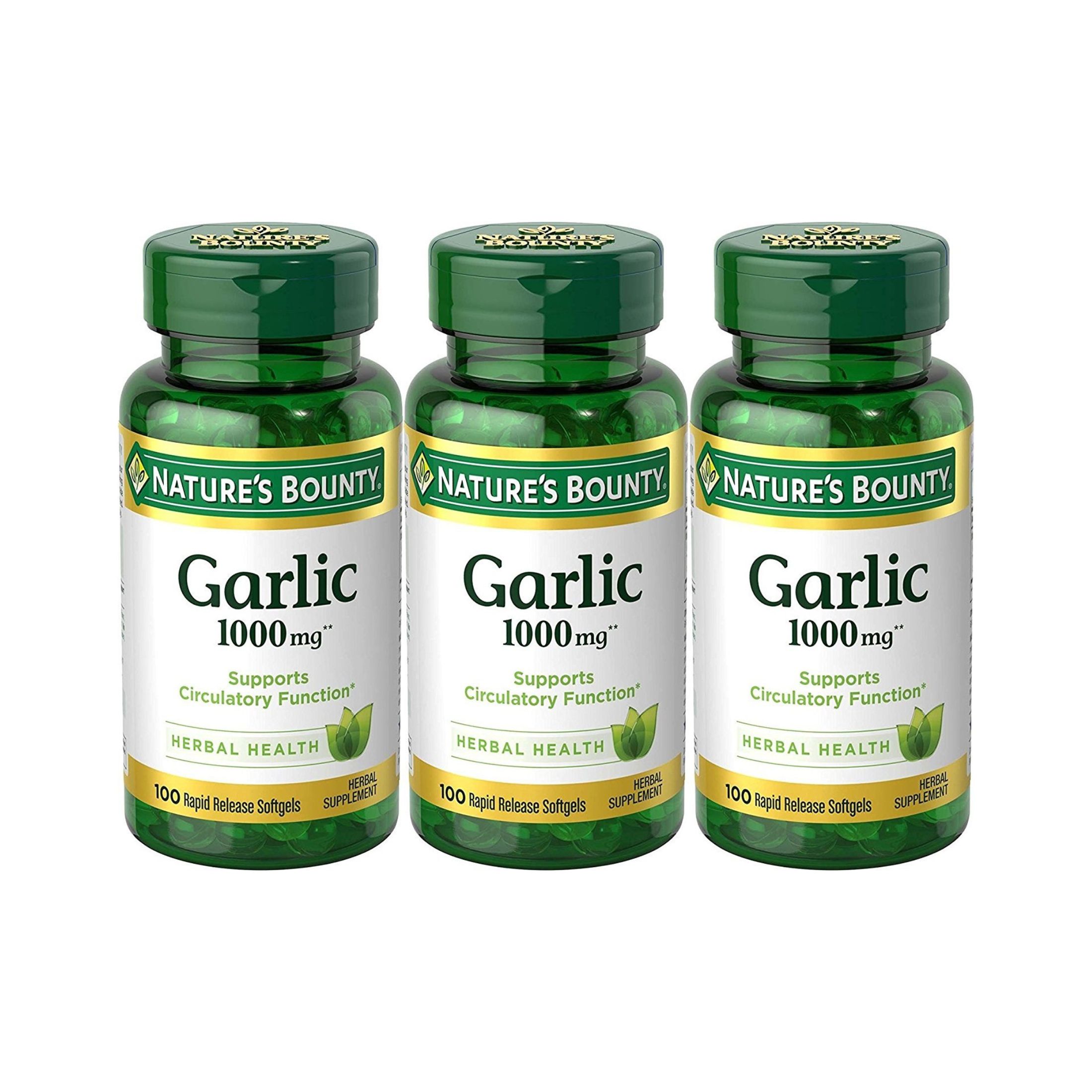 Nature's Bounty Herbal Health Odorless Garlic Extract Rapid Release Softgels, 1000 Mg