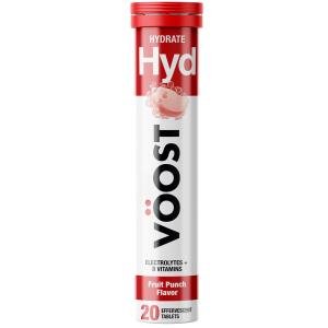 Voost Hydrate, Electrolytes + B Vitamins, Fruit Punch Flavor, 20 Tablets
