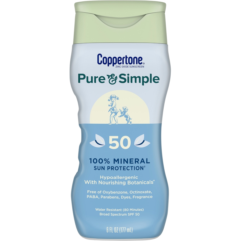 Coppertone Pure & Simple Mineral Sunscreen Lotion With Zinc Oxide - SPF 50 - 6 Fl Oz