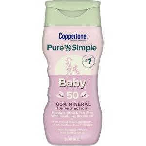 Coppertone Pure & Simple Baby Mineral Sunscreen - SPF 50 - 6 Fl Oz