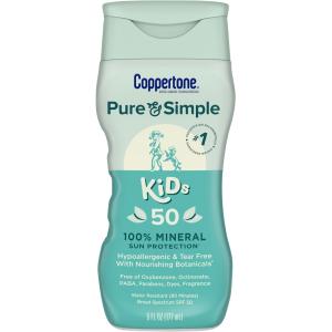 Coppertone Pure & Simple Kids Sunscreen Lotion, SPF 50 - 6 Fl Oz