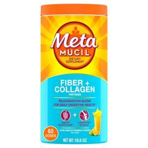 Metamucil Fiber + Collagen Peptides, Powder, Ultra Smooth Orange Flavored 19.9 Oz