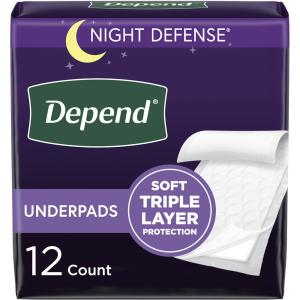 Depend Underpads For Incontinence - Overnight Absorbency - 12ct