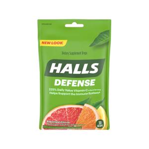Halls Dietary Supplement Drops, Immune System Defense, Assorted Citrus