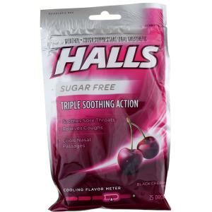 Halls Cough Drops, Sugar Free, Relief, Black Cherry Flavor