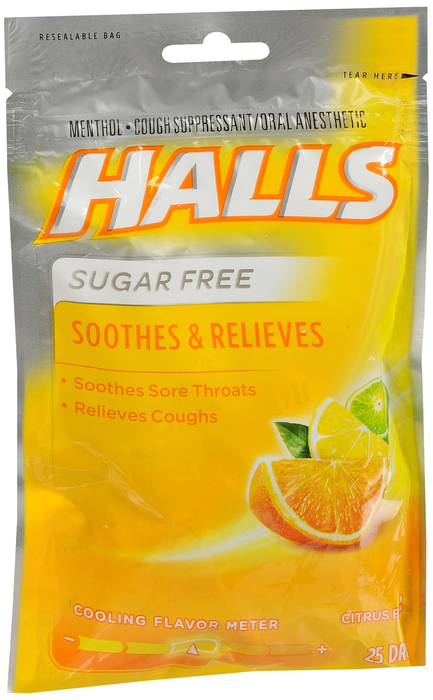 Halls Cough Drops, Sugar Free, Citrus Blend Flavor