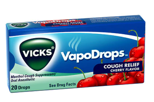 Vicks VapoDrops Cough Suppressant/Oral Anesthetic, Menthol, Cherry Flavor