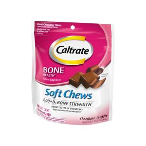 Caltrate Calcium & Vitamin D Supplement, 600+D, Soft Chews Chocolate Truffle
