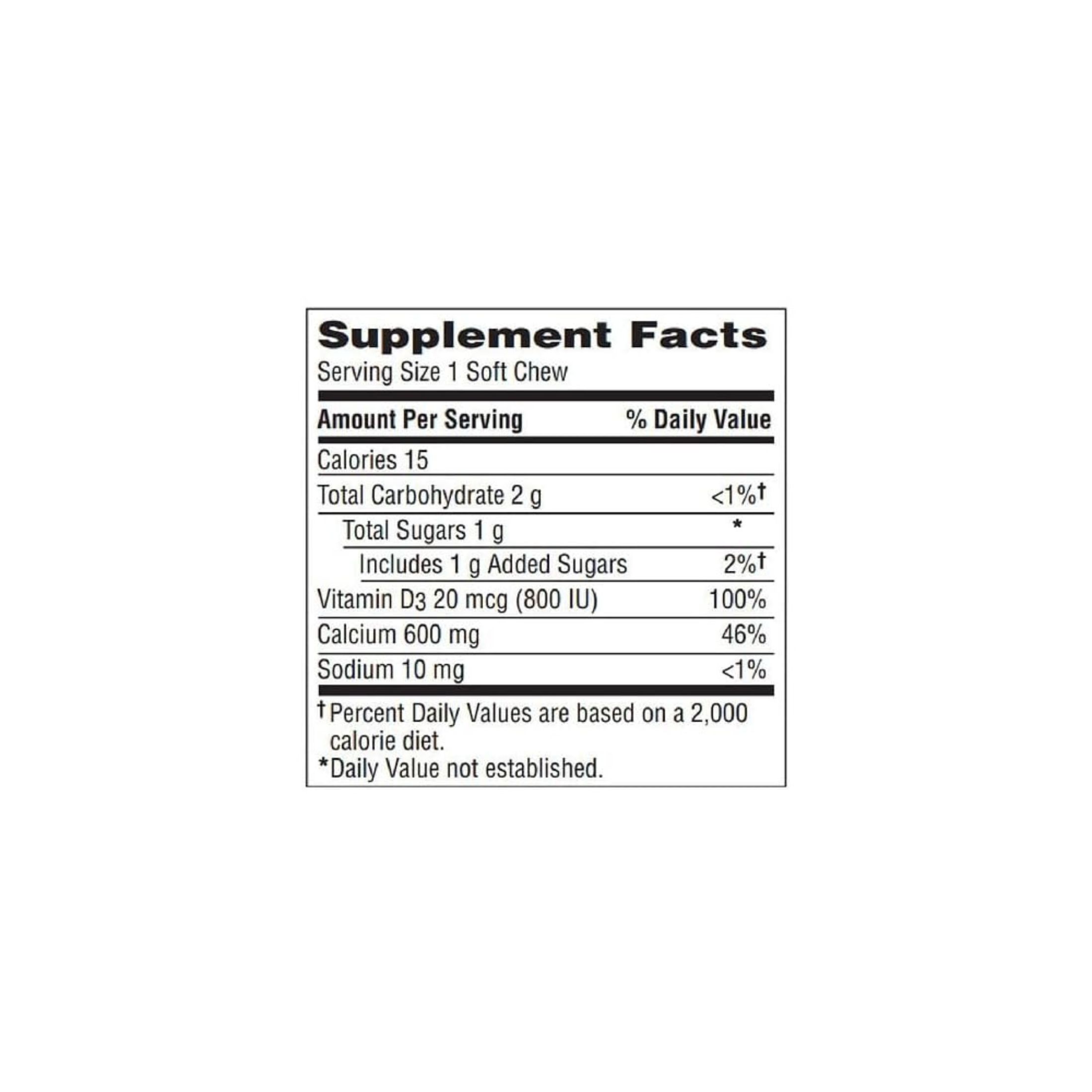Caltrate Calcium & Vitamin D Supplement, 600+D, Soft Chews Chocolate Truffle